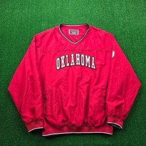Oklahoma Sooners Windbreaker Jacket Mens XL Red V-Neck Pullover NCAA Colosseum